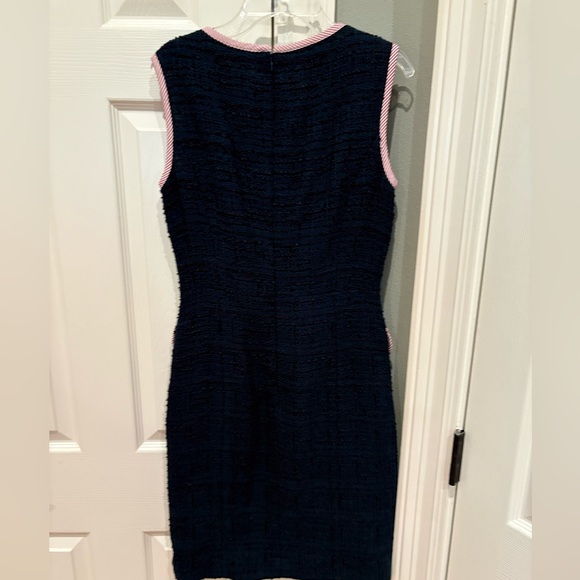 💙🩷BROOKS BROTHERS WOVEN COTTON TWEED BOUCLE SHEATH DRESS & JACKET IN NAVY BLUE! - Picture 3 of 11